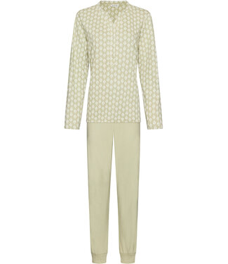 Pastunette Light green organic cotton pyjama with mandarin collar Soft Sage