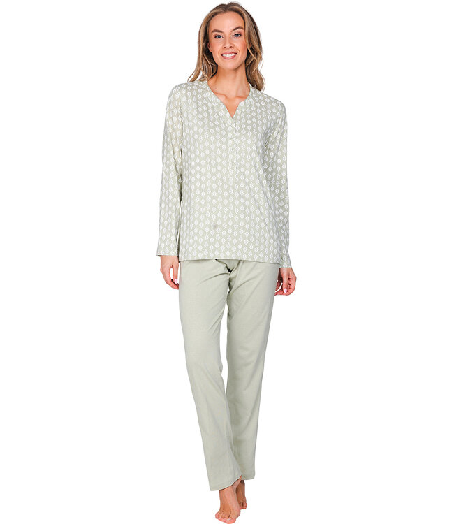 Light green organic cotton pyjama with mandarin collar Soft Sage