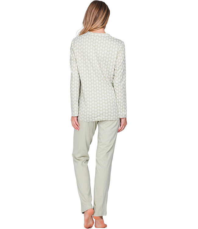 Light green organic cotton pyjama with mandarin collar Soft Sage