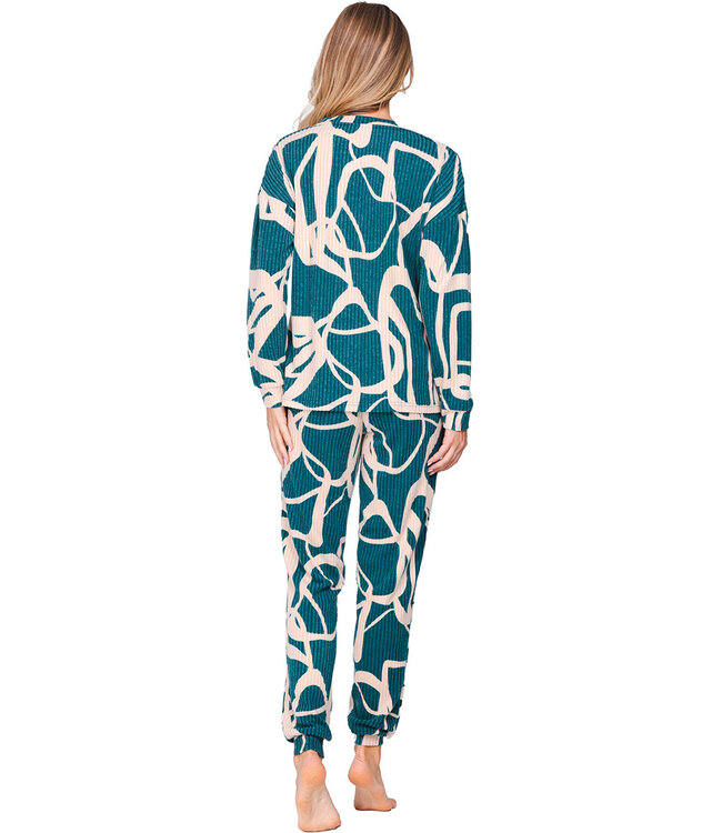 Dark green ladies pyjama with cuffs long sleeves Artistic Fashion