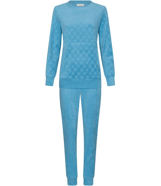 Pastunette Blue jacquard terry long sleeved pyjama Diamond Dream