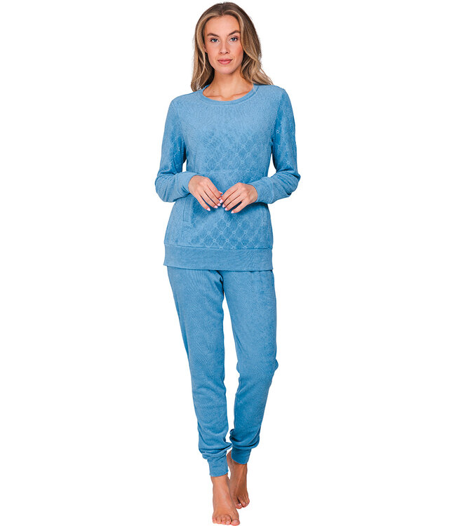 Blue jacquard terry long sleeved pyjama Diamond Dream