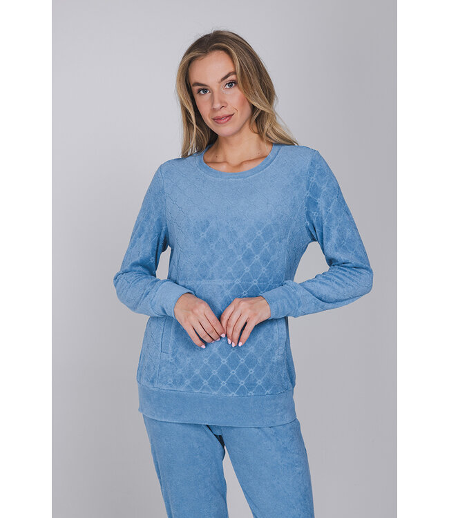 Blue jacquard terry long sleeved pyjama Diamond Dream