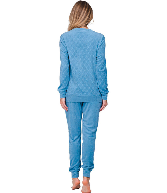 Blue jacquard terry long sleeved pyjama Diamond Dream