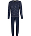 Pastunette for Men Dark blue cotton men's pyjama with long sleeves Jet Plane