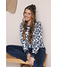 Dark blue velour long sleeved pyjama Flower Blooms