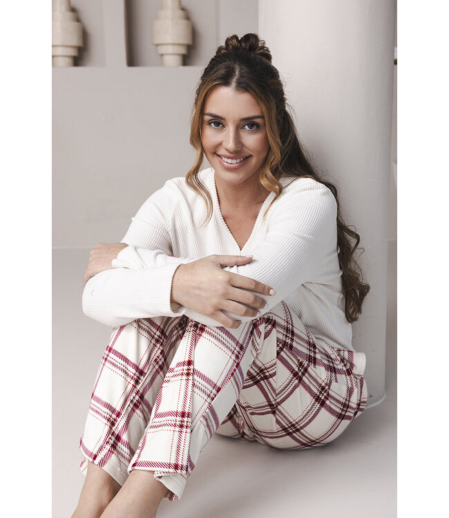Off-white long sleeved pyjama Soft Checks