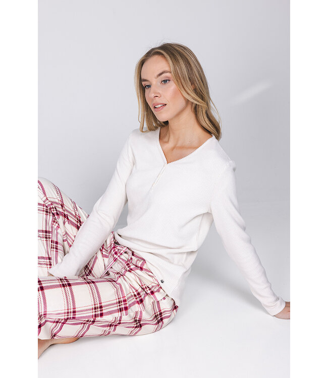 Off-white long sleeved pyjama Soft Checks