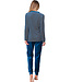 Donkerblauwe velours damespyjama lange mouwen Velvet Stripes