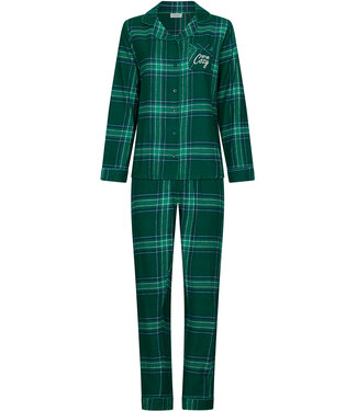MyRebelle Groene pyjama van katoen-flanel met knoopsluiting Cosy Check