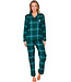 Green cotton flannel pyjama full button Cosy Check