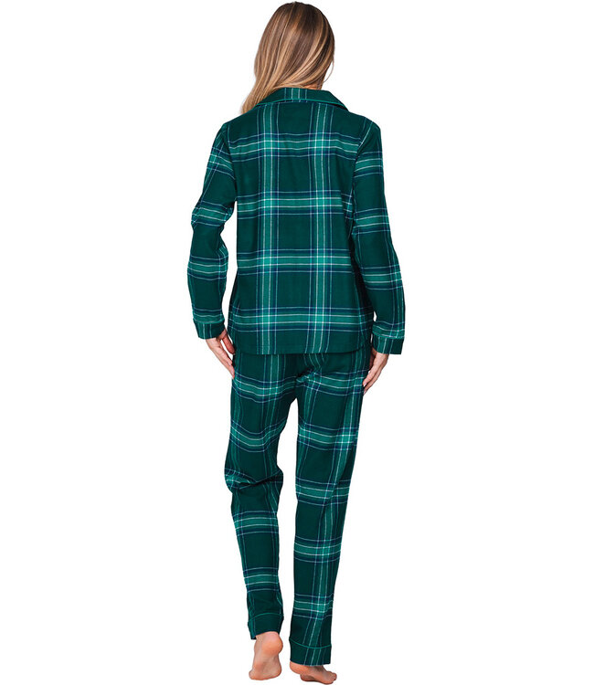 Groene pyjama van katoen-flanel met knoopsluiting Cosy Check