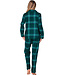 Groene pyjama van katoen-flanel met knoopsluiting Cosy Check