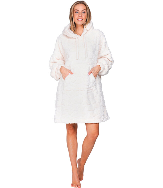 Off-white fleece jacquard snuggle hoodie True Love
