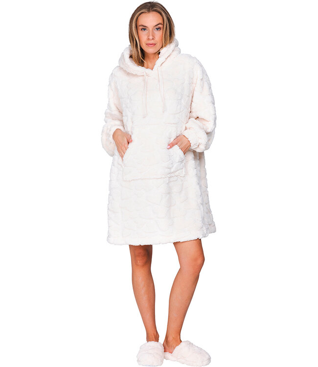 Off-white fleece jacquard snuggle hoodie True Love