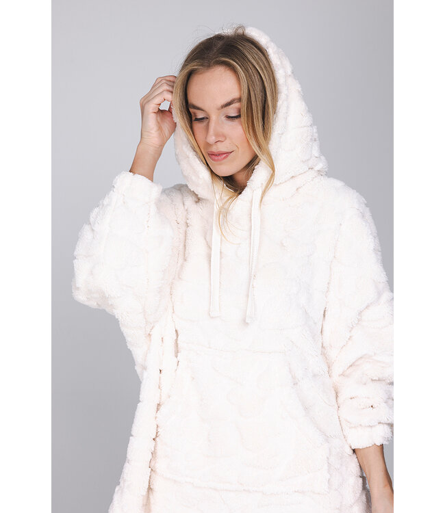 Off-white snuggle hoodie van fleece jacquard True Love