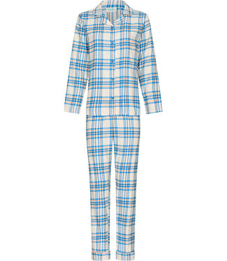 MyRebelle Blue cotton flannel pyjama full button Trendy Check