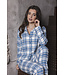 Blue cotton flannel pyjama full button Trendy Check