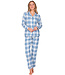 Blue cotton flannel pyjama full button Trendy Check