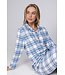 Blue cotton flannel pyjama full button Trendy Check