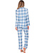 Blauwe pyjama van katoen-flanel met knoopsluiting Trendy Check