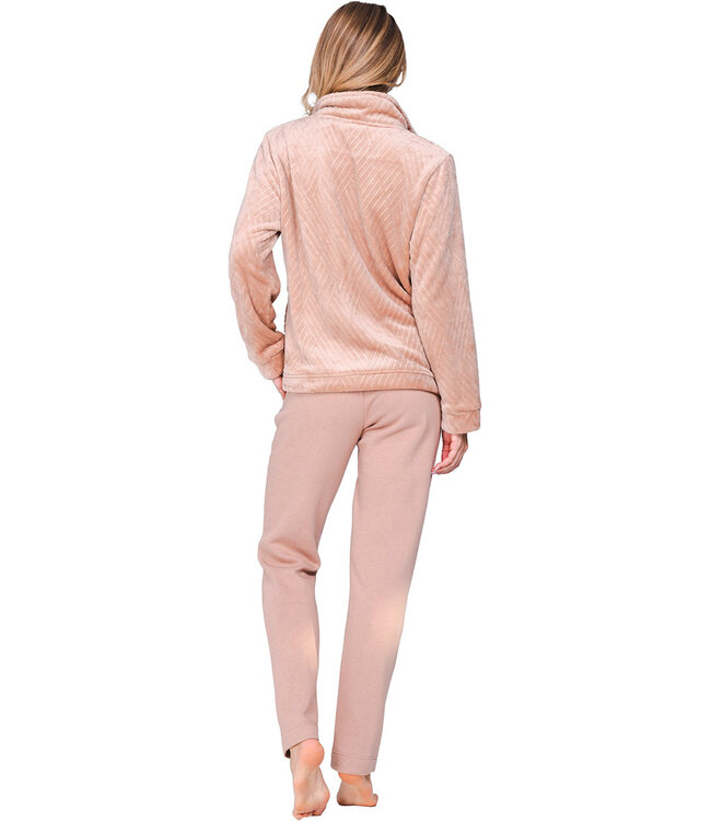 Light brown homesuit with zip fleece top Soft Comfort