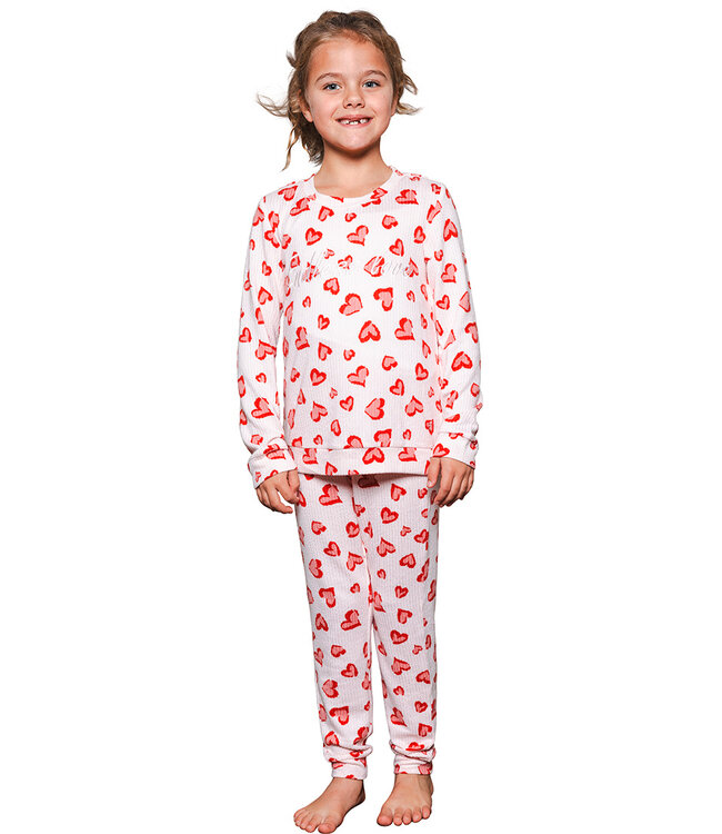 Light pink fleece girls pyjama with long sleeves True Love