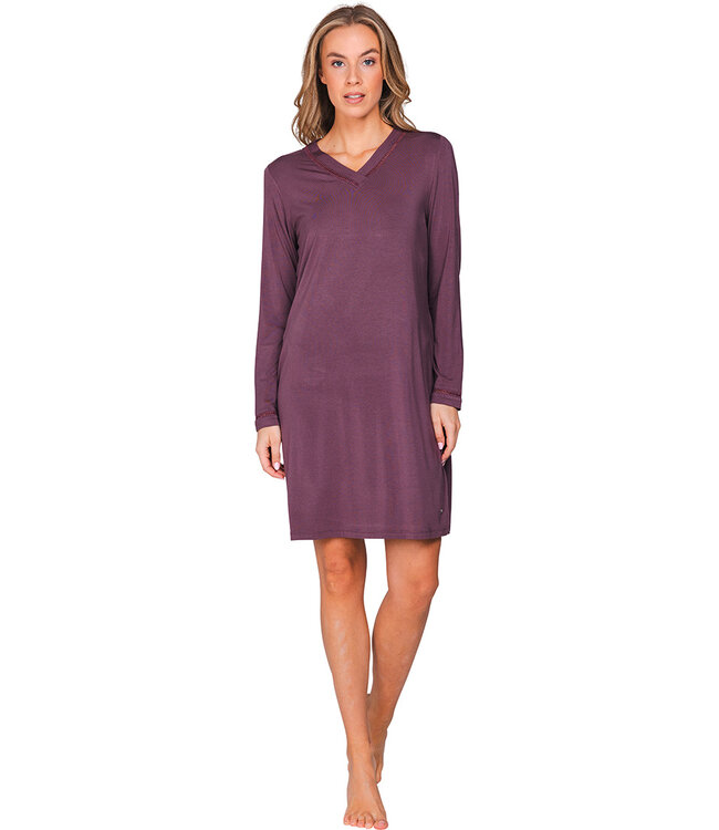 Luxury dark purple modal long sleeved nightdress Soft Purple Art