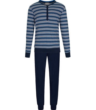 Pastunette for Men Dark blue cotton long sleeved men's pyjama Bright Stripes