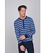 Donkerblauwe katoenen heren pyjama lange mouwen Bright Stripes
