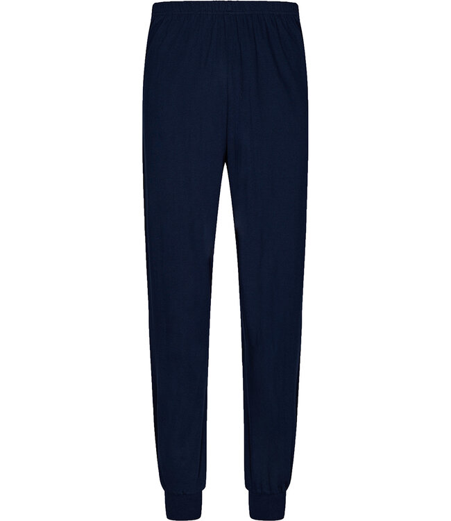 Donkerblauwe katoenen heren pyjama lange mouwen Bright Stripes