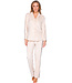 Lichtbruine fleece damespyjama met reverskraag Soft Stripes