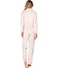 Light brown fleece ladies pyjama with revere collar Soft Stripes