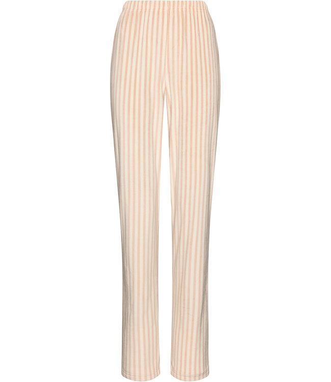 Light brown fleece ladies pyjama with revere collar Soft Stripes