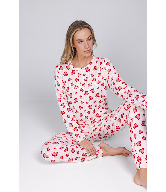 Light pink fleece pyjama with long sleeves True Love