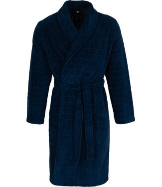 Pastunette for Men Donkerblauwe jacquard badstof heren ochtendjas Trendy Blocks