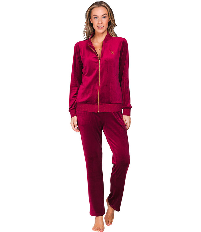 Dark red velour homesuit Velvet Flower