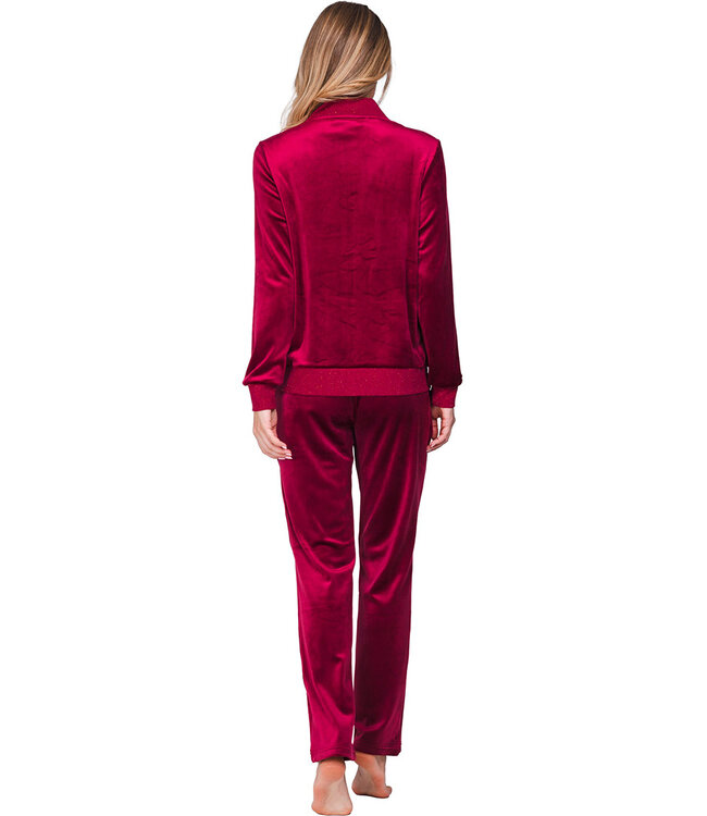 Dark red velour homesuit Velvet Flower