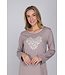 Beige bio-katoenen nachthemd lange mouw Leafy Love