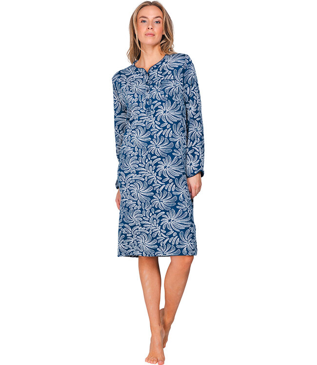 Dark blue cotton interlock nightdress Winter Flower