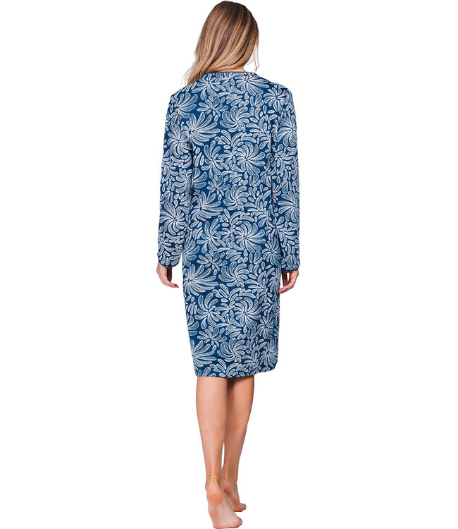Dark blue cotton interlock nightdress Winter Flower