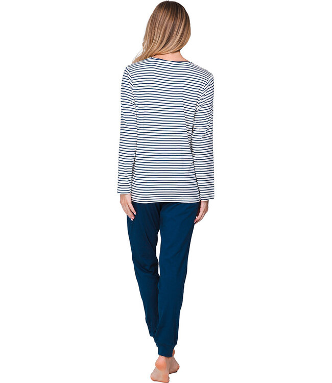 Dark blue organic cotton ladies pyjama Flower Blooms