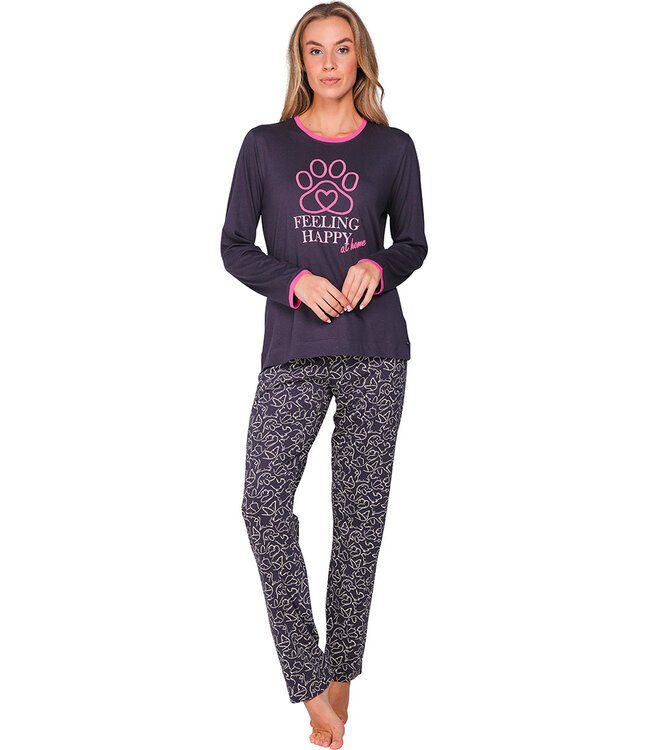 Dark grey organic cotton pyjama Paw Prints