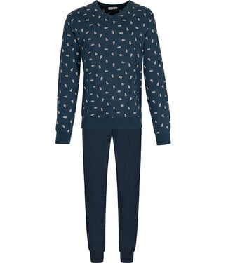 Pastunette for Men Dark blue cotton men's pyjama with long sleeves Forest Check