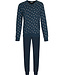 Pastunette for Men Donkerblauwe katoenen heren pyjama met katoenen broek Forest Check