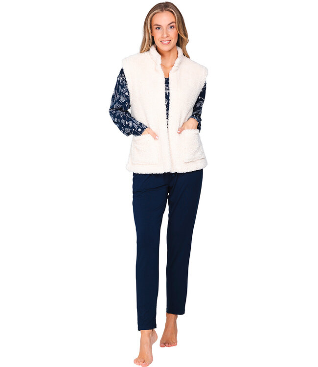 Beige fleece vest mouwloos kort Winter Warm