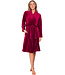 Dark red fleece morning gown with shawl collar Bordeaux Zigzag
