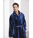 Donkerblauwe fleece heren ochtendjas Modern Stripe