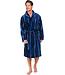 Donkerblauwe fleece heren ochtendjas Modern Stripe