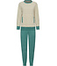 Dark green cotton-terry ladies pyjama Calming Stripes